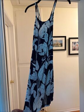Roxy Navy Slip Dress with white Palm Print - Women